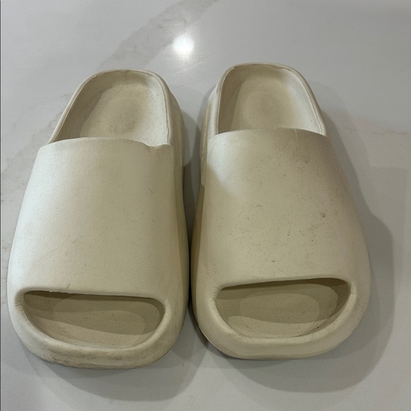 Shoes - Cream Slide Sandals - Minimal Slip-On Slides